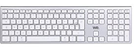WE Teclado inalámbrico Bluetooth MacOS Doble relacionación Bluetooth Batería Recargable incorporada Aspecto ALU, Blanco Plateado
