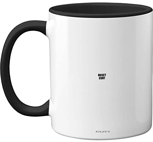 Nosey C**t Mug - Fun Sarcastic Gifts for Work Colleagues, Crude Rude Xmas Gift, Novelty Christmas Mug for Friends, Funny Secret Santa Gifts, 11oz Ceramic Dishwasher Safe Black Coffee Cup