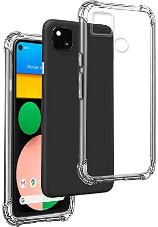 REY Transparent Silikonhülle TPU Anti-Shock für Google Pixel 4a 5G, Handyhülle Premium Kratzfest TPU Durchsichtige Schutzhülle