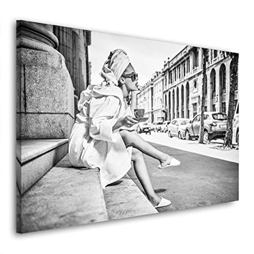 Kunstgestalten24 Leinwandbild Coffee in the Street Wandbild Kunstdruck Raum- u. Wanddekoration Übergrößen