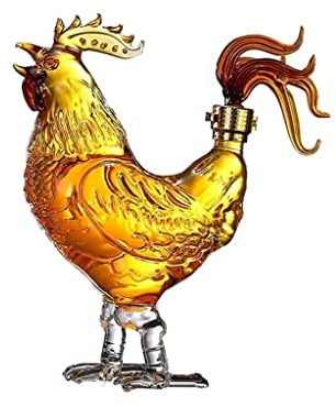 Vin Carafe à Décanter Décanteur de whisky en forme de coq, carafe de vin Décanteur en verre avec bouchon hermétique Bouteille étincelante transparente animal Accessoires de Vin Rouge ( Color : A )