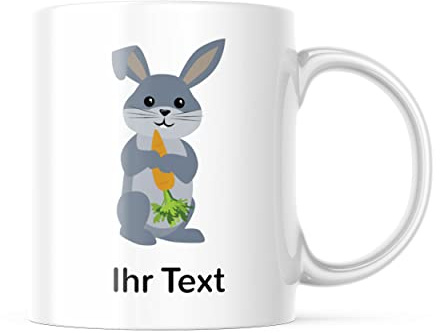 STEMPEL-FABRIK – personalisierbare Keramiktasse mit Namen – Motiv Hase – bedruckte Kaffeetasse ideal geeignet für den Genuss von Kaffee und Tee – perfekte Geschenkidee zu Ostern