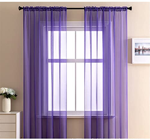 GIVBRO Tende trasparenti per finestre, in voile trasparente, per la decorazione della casa, viola, 140 x 160 cm