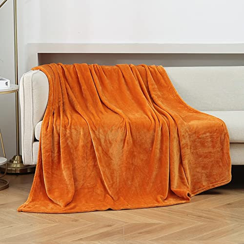JIAHANNHA Fleecedecke, 127 x 152,4 cm, superweich, Herbstdekoration, gemütliche Plüschdecke für Couch, Sofa, Bett, warme und leichte Bettdecken für den Winter, gebranntes Orange