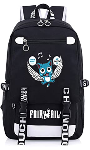 Fairy Tail Rucksack Studentenrucksack Trendiger Rucksack mit Anime-Print Lässiger Reise-Tagesrucksack Natsu-Rucksack