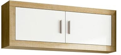 duehome | Salon Modular, Módulo Alto con 2 Puertas, Composicion Salon por Piezas, Modelo Nuka, Acabado en Blanco y Cambria, Medidas: 130 cm (Largo) x 27,9 cm (Fondo) x 46 cm (Alto)