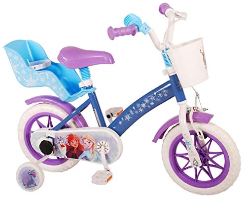 albri Bambino, Bici Frozen da 12 Pollici con stabilizzatori Laterali e portabamole, Azzurro, Piccola