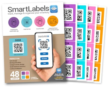 QR Smart Labels Modern – Scannbare Etiketten für Speicherung und Organisation (farbcodiert, iOS & Android App) – 48 Stück