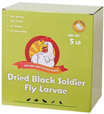 UCM GROUP 5LB Dried Black Soldier Fly Larvae for Chicken, Poultry, Wild Birds,No Additives, 100% Natural Non-GMO, More Calcium Chicken Treats Than Mealworms