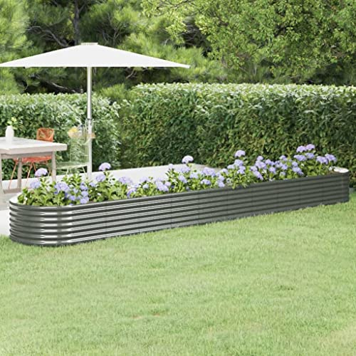homiuse Pflanzkübel Pulverbeschichteter Stahl 440x80x36 cm Grau Hochbeet Metall PflanzküBel Hochbeete PflanzküBel Groß AußEn Plant Box PflanzküBel Hoch