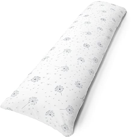 Amilian Seitenschläferkissen inkl. Füllung und Bezug: 150cm x 40cm, Stillkissen, Schwangerschaftskissen, Lagerungskissen Baby und Erwachsene, Pregnancy Pillow: Pusteblume Weiß