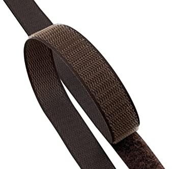 Kleberino Velcro da cucire, set di ganci e nastro in ratina, alta forza di chiusura in velcro da cucire (marrone, 20 mm x 3 m)