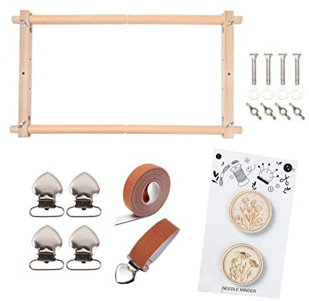 LOVIVER Adjustable Embroidery Frame Wood Material Tapestry Cross Stitch Embroidery Tapestry Scroll Holder