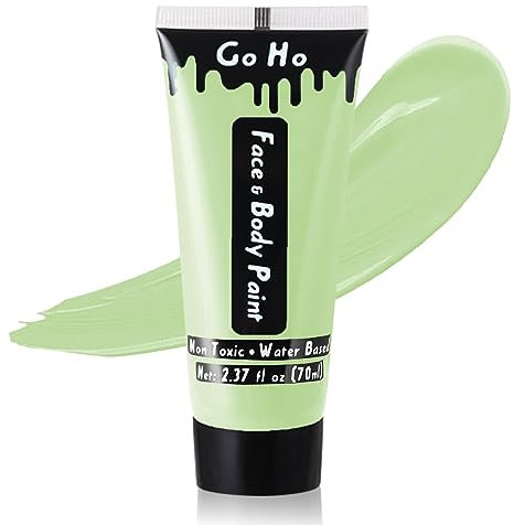 Go Ho Pastel Green Cream Face Body Paint(2.37oz,70ml),Water Based Pastel Green Makeup Face Painting for Adults Children SFX Cosplay Costumes Festivals Halloween