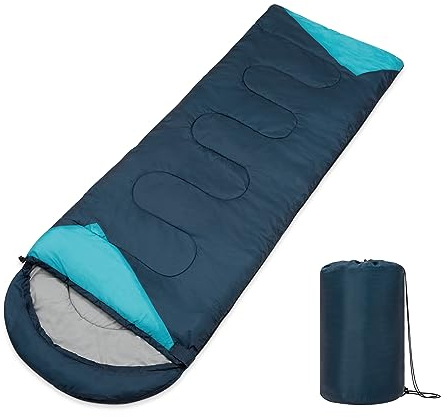 Paco Home Schlafsack Outdoor Waschbar Atmungsaktiv Erwachsene Kinder Sommer Winter Deckenschlafsack Camping Reisen, Farbe:Dunkelblau-Hellblau, Größe:220x70x6cm