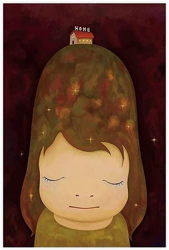 LVTFCO Yoshitomo Nara-Poster „Home“ – Leinwand-Wandkunst, Yoshitomo Nara-Drucke, Yoshitomo Nara-Gemälde für Babyzimmer, Wanddekoration, Bild, 50 x 70 cm x 1, ohne Rahmen