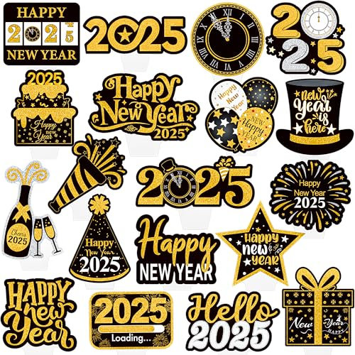 48 Stück Happy New Year Cupcake Topper für 2024 Happy New Year Party Dekorationen