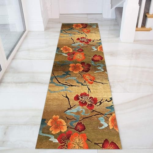 GJIF Läufer Teppich Flur rutschfest 3D Blume Modern 60X120CM, Abstrakt Korridor Teppich Für Küche Wohnzimmer Schlafzimmer, Rutschfester