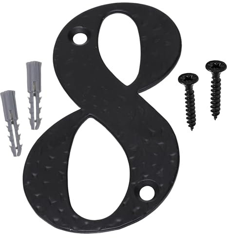 AERZETIX - C73749 - Chiffre arabe 8 à visser style vintage 103x56x2 mm en fer forgé - plaque de panneau de porte - numéro loisirs créatifs artisanat décoration maison - couleur noir mat