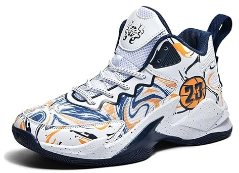 Bolognifi Herren-Sport-Basketballschuhe, Sportschuhe, Gummisohlen, Anti-Rutsch-Laufschuhe, rotierende Knöpfe, leuchtende Basketballstiefel Geschenk (Color : Blue, Size : 42 EU)