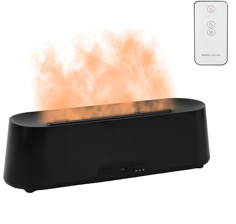 300ML Essential Oil Diffuser, Flame Aromatherapy Diffuser, Aroma Air Diffuser With Remote Control, 7 Colors LED Light Scented Oil Diffuser, Ultrasonic Cool Mist Diffuser Air Humidifier (Black)