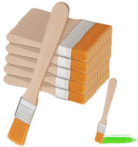 SINJEUN 100 PCS 13 x 1.5cm Wide Chip Paint Brushes, Wide Flat Nylon Paint Brushes, Professional Wooden Paint Brushes Nylon Glue Brushes for Paint, Cleaning, Glue and Home DIY, Watercolor