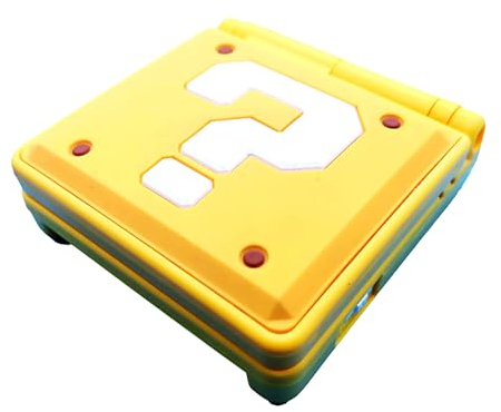 GBASP Ersatzgehäuse für Gameboy Advanced GBA SP Handheld-Konsole, DIY-Fragezeichen-Muster, Außenabdeckung + Tasten, Schrauben, Aufkleber