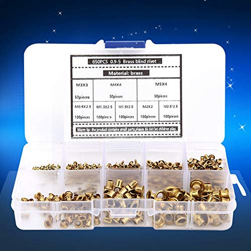 650Pcs Brass Eyelets Rivets Corn Rivets Hollow Metal Buttonhole Classification Kit Hardware Accessories