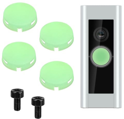 2 Set Doorbell Button Kits, 4pcs Silicone Covers & 2pcs Metal Screws Ultraviolet Ray Resistant and Waterproof Door Bell Button Replacement Compatible with Ring Doorbell Pro(Green)