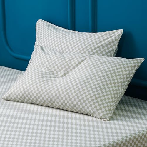 Sheet Story Bamboo Pillow Cases 2 Pack - 50x75cm Size - 400 Thread Count - Hypoallergenic, Soft and Cooling Pillowcases 2 pack - Checkered