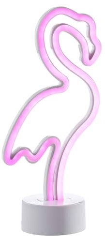 casa NOVA LED-Tischlampe Flamingo - H 29,5 cm - Pink - Silbergrau - Kunststoff - Batteriebetrieben - mit USB-Kabel