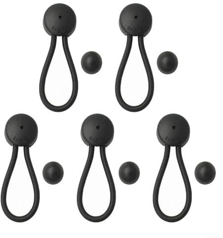 5pcs Shock Cord Fastener Bungee Cord Clip With Knob, Bungee Cord Fastener Clip for Tent Boat Yacht RV Cover, Marquee Holder Pole Camping Canopy(Black)