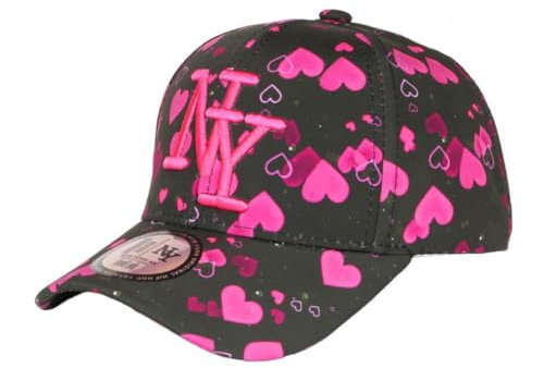 Hip Hop Honour Cappello da bambino Cuori Roses Lovely NY Baseball 7 a 12 anni - Taglia: Taglia unica - Colore: Rosa - Ragazzo, Rosa, taglia unica