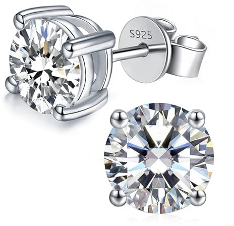 LAVUMO Moissanit Ohrringe Silber 925 14K Gold/Rhodiniert Plattiert,0.3ct-2ct Rundschnitt Moissanit Ohrstecker, VVS1 D Farbe Brillant Hypoallergen Schmuck Geschenk für Frauen und Herren
