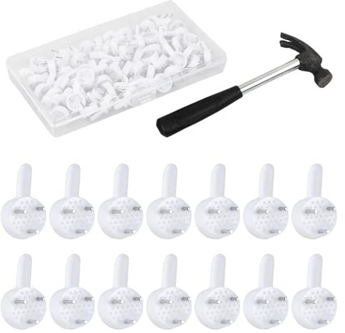 Dokeno Non-trace Crochets Cadre, 60Pcs Crochets Tableau Muraux avec Petit Marteau à Griffes, Crochets pour Photo Accroche Cadre sans Percer pour Miroir Cadre Photo Peinture