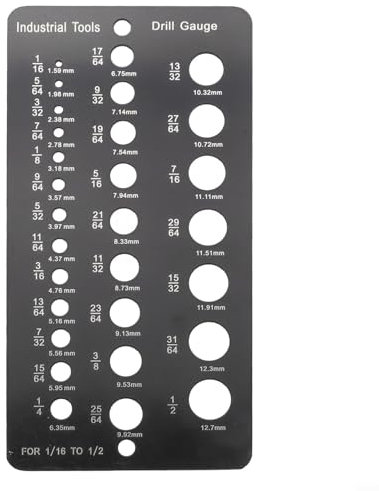 Oniissy Stainless Steel Drill Gauge,Stainless Steel 29-Holes Metric Size Drill Bit Gauge For 1/16 to 1/2 Drill Bit,for Drill Size Measurement Industrial Use