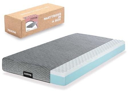 DU BA DUM Matratze 70 x 140 cm, verhindert Erstickung und Plagiozephalie und Plagiozephalie mit viskoelastischem Profil, Matratze 140 x 70 cm, für Kinderbett und Kinderbett Ozzium, abnehmbar