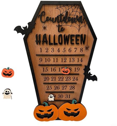 Holz-Halloween-Adventskalender, Countdown-Kalender, Sarghaus-Design, DIY, zum Befüllen Ihres eigenen Adventskalenders für Erwachsene, Kinder, Party, Zuhause, Ornament