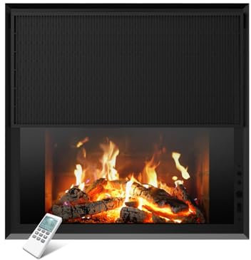 Elektrokamin mit Heizung 1700W, Wandkamin mit LCD Flammeneffekt Kaminfeuer Bluetooth Lautsprecher, Elektrischer Kamin Wand mit Thermostat Fernbedienung, Kaminofen mit Heizfunktion, Wandmontage