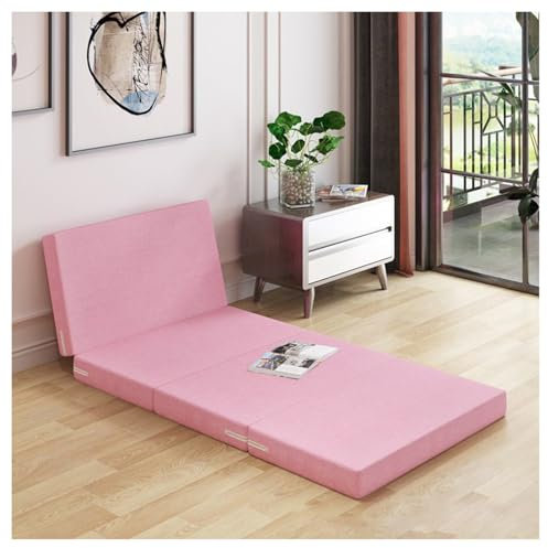YUEZHONG Faltbare Matratze for Twin-Size, 4-Zoll-Faltmatratze Mit Zusammenklappbarem Und Waschbarem Bezug, Multifunktionale Bodenmatratze, Reise- Und Gästematte(Pink,80x200cm/31x79in)