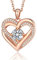 MomentWish Halskette Damen Roségold Doppelherz, 1 Karat Moissanite Kette Silber 925 mit Herz Anhänger Geschenk für Frauen Freundin