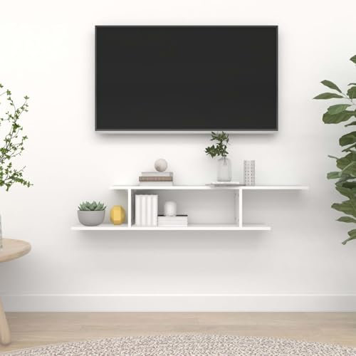 Xichuzi TV-Wandregal, Schweberegal, Regalbrett, Regal Wand, Wandboard, Bücherregal, Wandboard, Regalbretter, Badregal, Weiß 125x18x23 cm Spanplatte