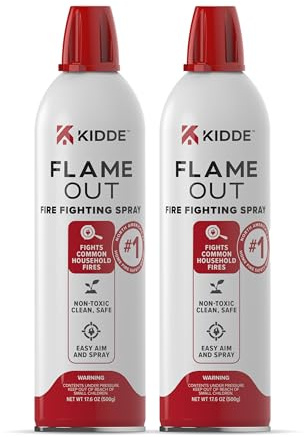 Kidde Flame Out Fire Spray, Extinguishing Aerosol for Home Use, Kitchens, Dorms, Apartments, Compact, Portable & Easy to Use, Non-Toxic, 17.6 oz 2 Pack