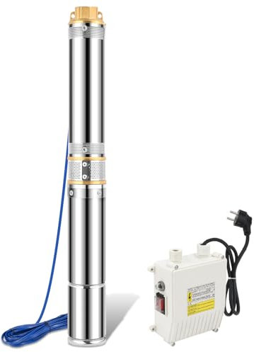 Aopunly Tiefbrunnenpumpe,Fördervolumen: 4000 l/h,750w Edelstahl Brunnenpumpe mit integrierter elektr,Eintauchtiefe: 70 m,4.7bar,