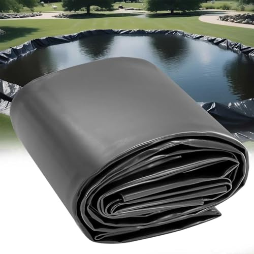 Revêtement de bassin noir 5x8m 6x10m 8x12m 10x15m Grands revêtements d'étang Sous-couche robuste Bâche en plastique polyéthylène HDPE durable Membrane anti-humidité pour jardin aquatique extérieur(5x8