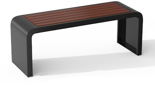 Parkbank für den Außenbereich, wetterfest, Metall, rückenfrei, für Hinterhof, Terrasse, Rasen, 299 kg Kapazität, Schwarz (39 x 16 x 18)