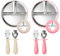 Kotkiddy Stainless Steel Baby Teller mit Saugnapf & Babylöffel Gabeln, 23CM Geteilte Teller mit Abnehmbarem Silikon-Schlauch für Baby Set von 2 (Rosa und Beige