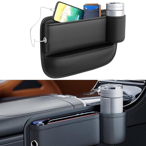 Organizador Coche Negro 30 x 20 x 2,5 cm Pu Caja para Auto Consola | Conductor Principal Universal Cosas para el Coche para Teléfonos Móviles, Universal, Asiento, Consola, Llaves