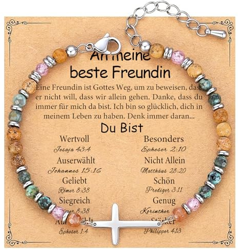 Anugsoe Christliche Geschenke für Frauen, Kreuz Armband Damen - Geschenke für Schwester, Beste Freundin, Frau, Mädchen zum Weihnachten Geburtstag Ostern, Taufgeschenke für Mädchen