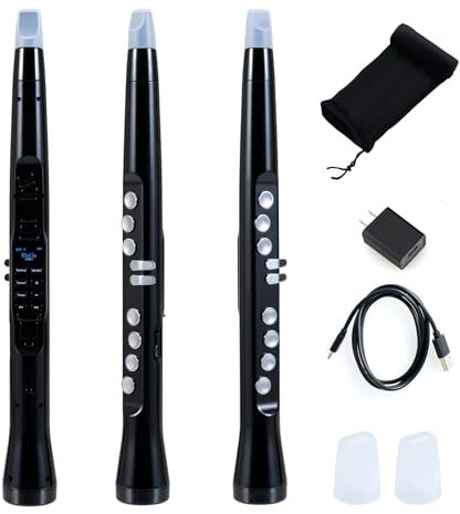 GOPLUS Saxofón Electrónico MIDI Inalámbrico con 100 Tonos | Sintetizador Digital de Viento Compacto - 4 Octavas y 2 Digitaciones, Saxofón Portátil Recargable con Altavoz HIFI